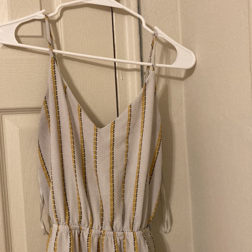 Striped white, grey, and yellow slip romper from One Clothing Los Angeles - Picture 3 of 4